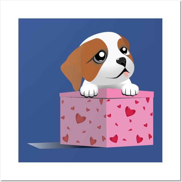 Puppy Love Valentine Wall Art by Kanom-Tom